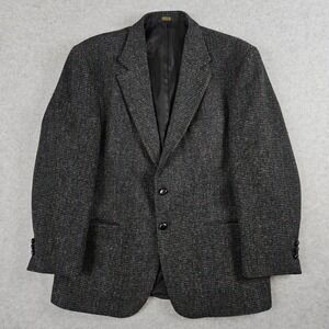 Vintage Harris Tweed Men's 42R Charcoal Gray Wool Blazer Sport Coat Jack Frost‎
